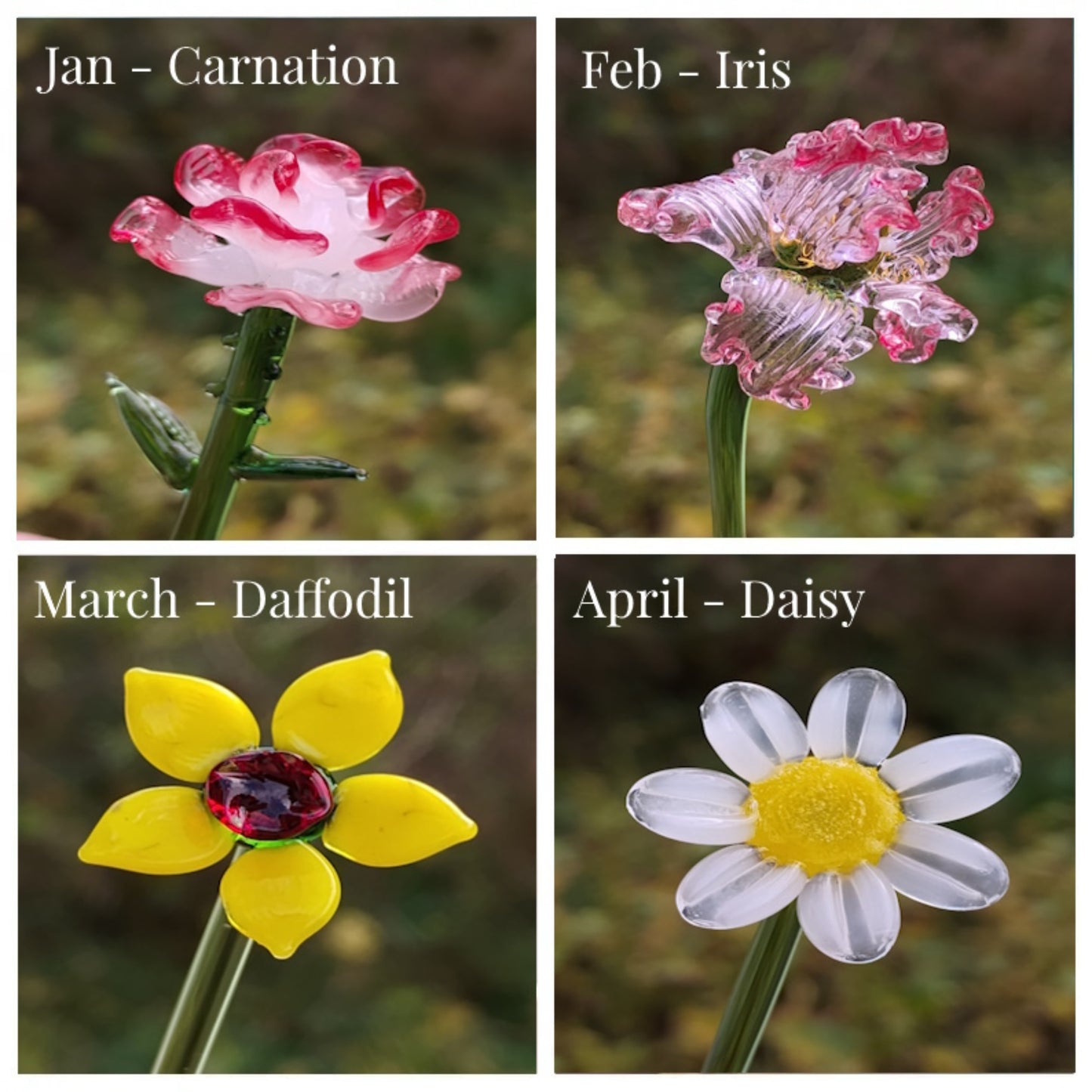 Birth Flower Month Miniature Glass Collection