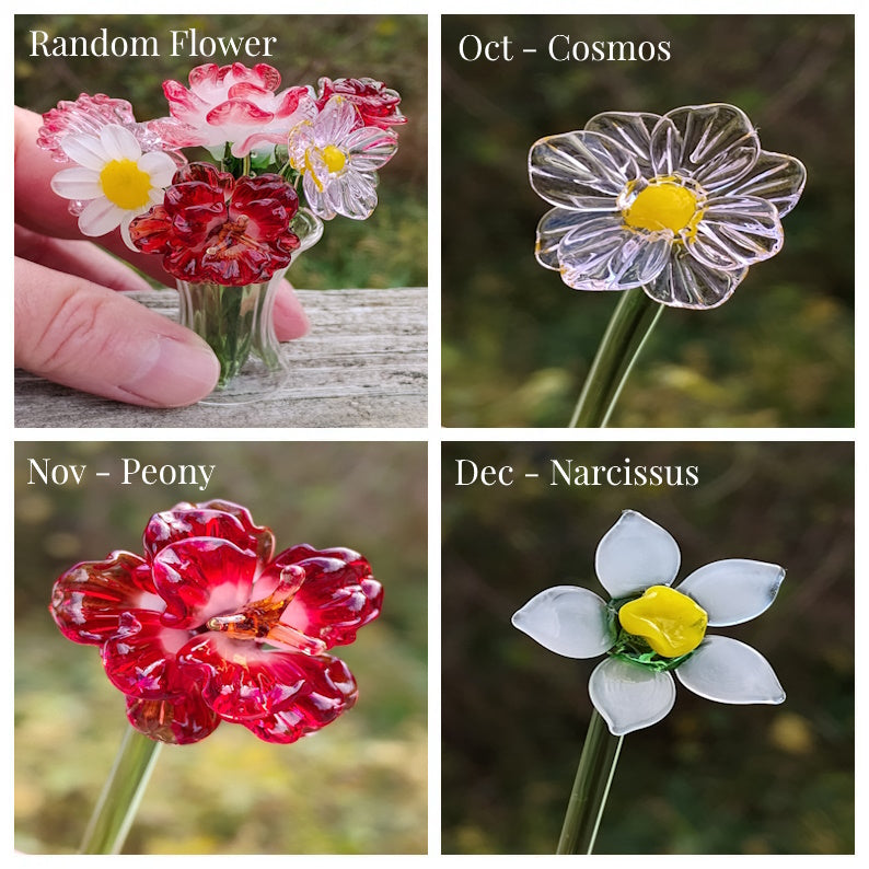 Custom Miniature Glass Flower Arrangement – Choose Flowers, Vase & Filler