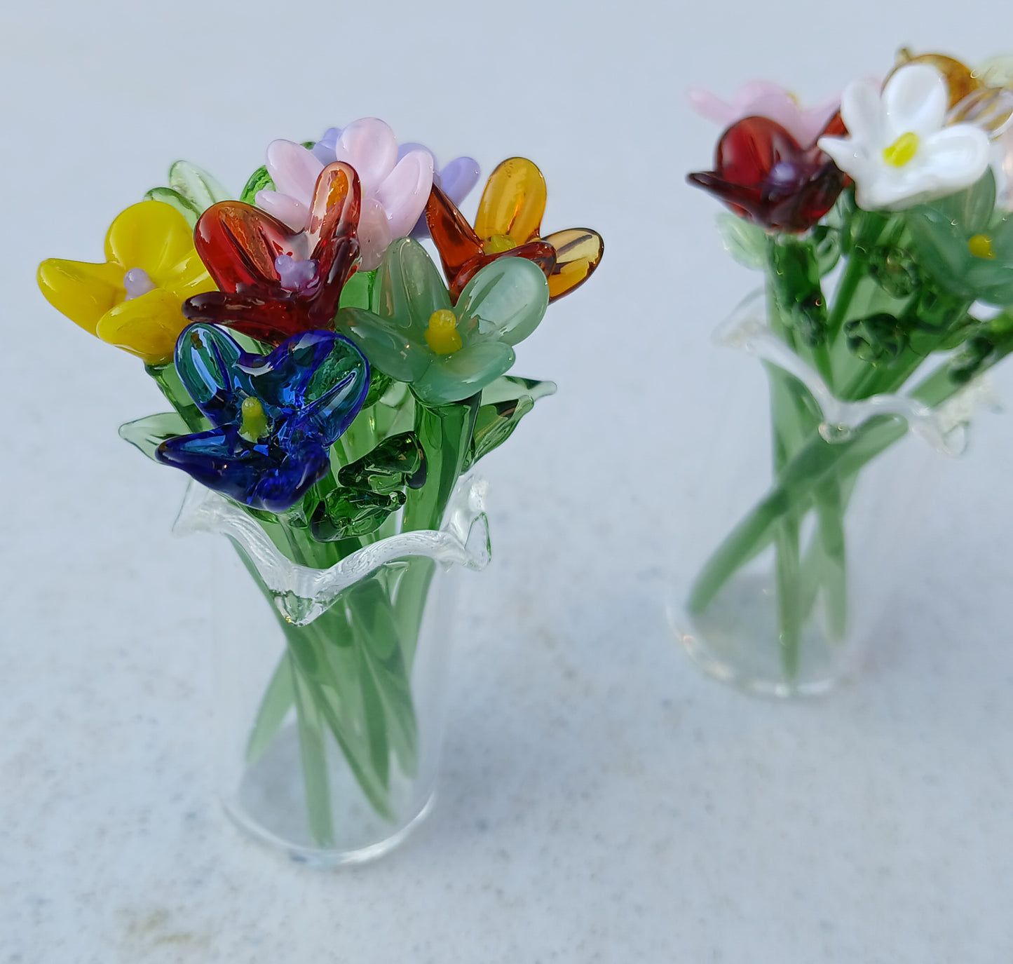 Colorful Wildflower Mini Glass Flowers – Optional Vase